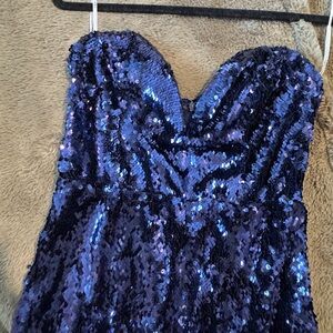 Lulus Navy Blue Sequin Strapless Dress – Size Small Brand New